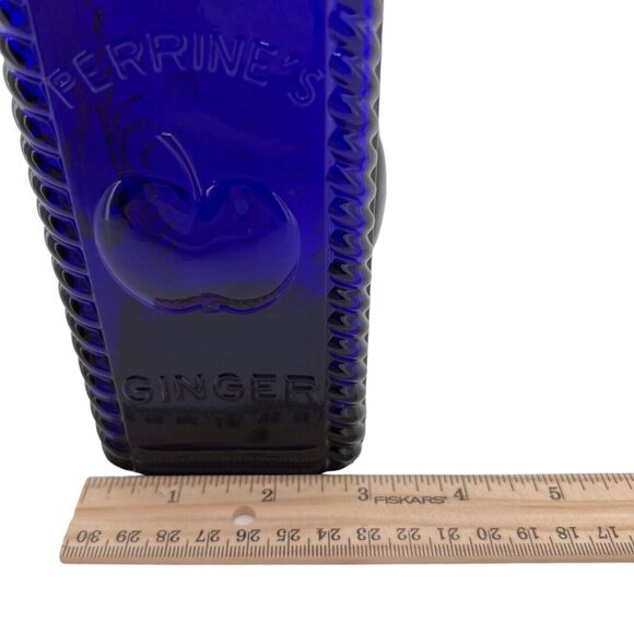 Vintage Perrines Malt Whiskey Bottle Philadelphia Colbalt Blue 3D Apple Ginger - Picture 12 of 15